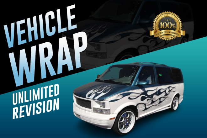I will do make car wrap design, van wrap design, vehicle vinyl design