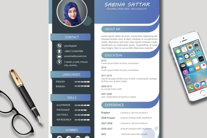 I will do modern CV resume designs, infographic curriculum vitae