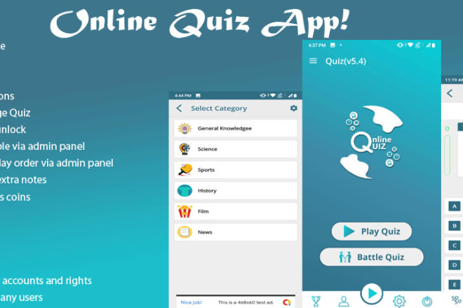 I will do online quiz app with admin panel