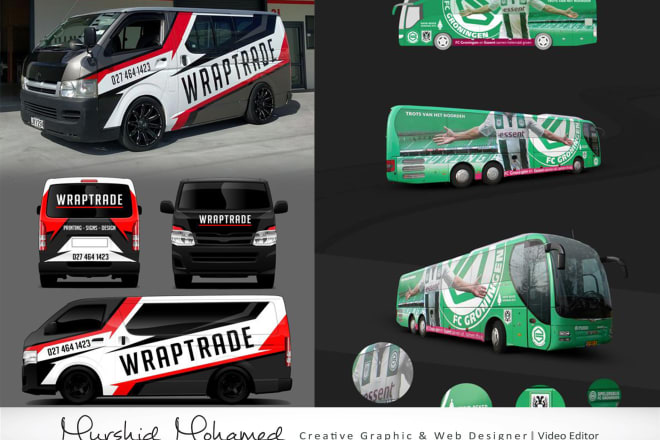 I will do vehicle graphic, bus,van,car,deliver vehicle