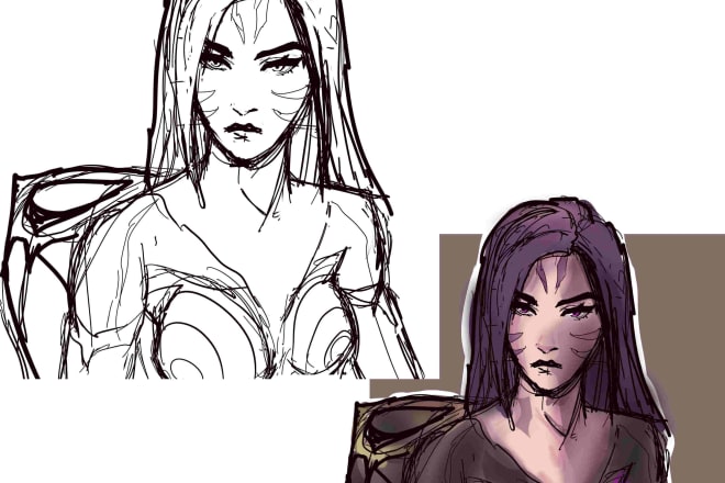 I will draw a bust up sketch in anime style for you