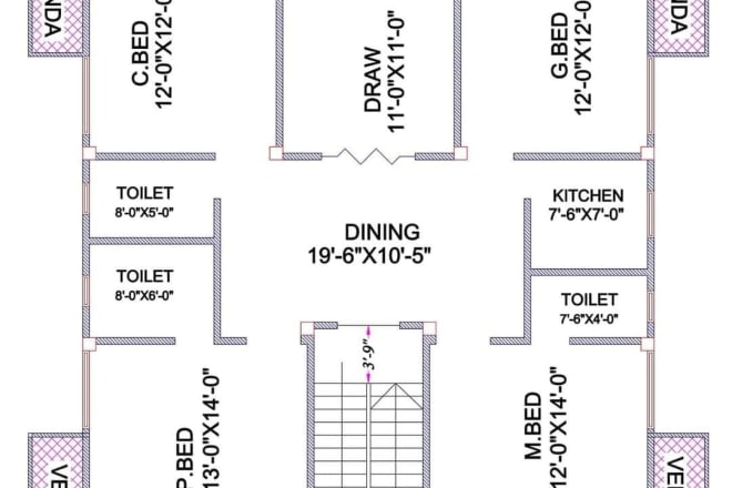 I will draw a simple floor plan