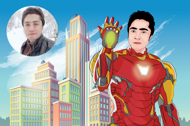 I will draw superhero cartoon avatar portrait from your photo