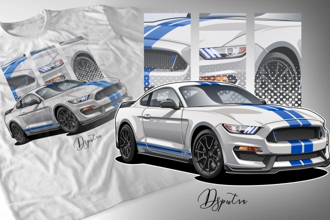 I will draw your car into vector illustration for t shirt design