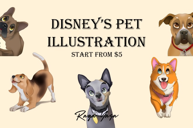 I will draw your pet in disney style