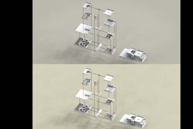 I will exploded isometric illustration 2d vector and 3d model