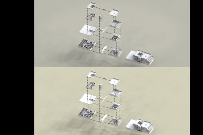 I will exploded isometric illustration 2d vector and 3d model