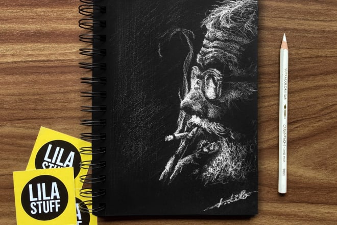 I will hand draw white pencil portrait on black paper