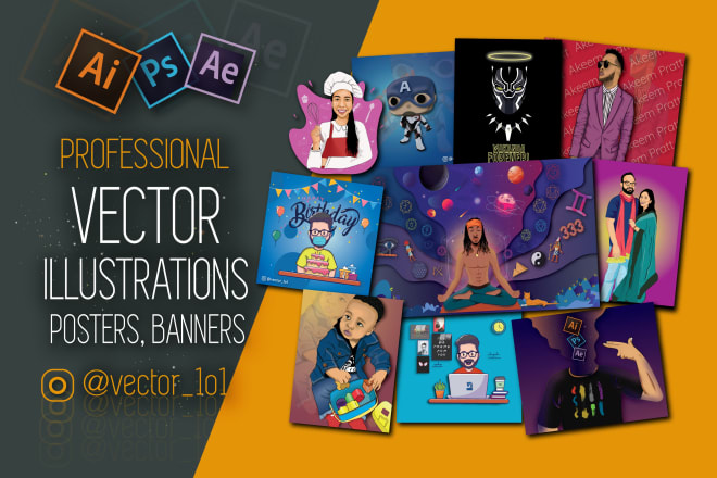 I will make you professional customized vector illustrations, posters, banners