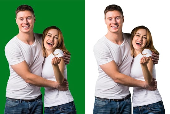 I will professionally remove green screen background from photos