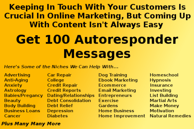 I will provide 100 messages for your email autoresponder
