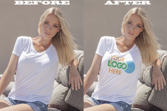 I will put your logo onto a female models shirt mock up