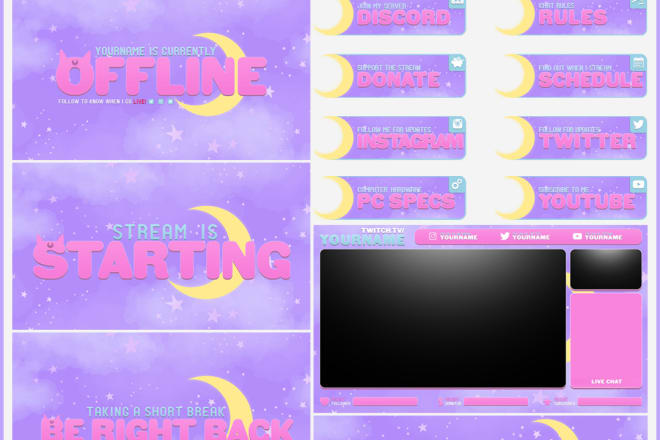 I will send you my pre designed sailor moon usagi stream pack