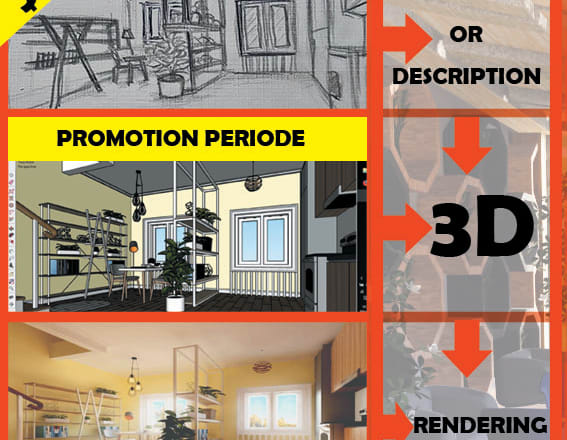 I will turn your floor plan or even description into incredible 3d