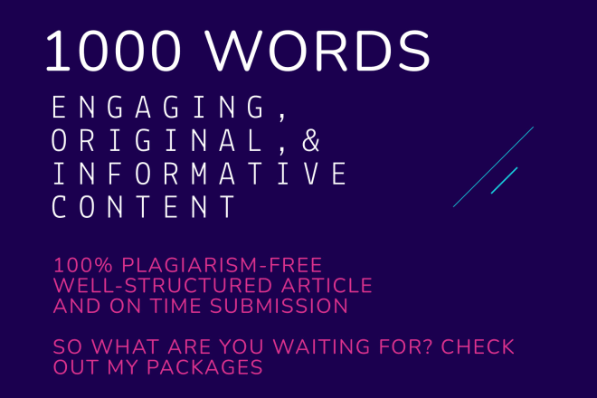 I will write an engaging 1000 words article