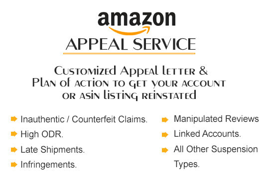 I will write appeal, poa for amazon account suspension, asin