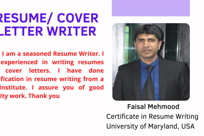 I will write resume and cover letter for you