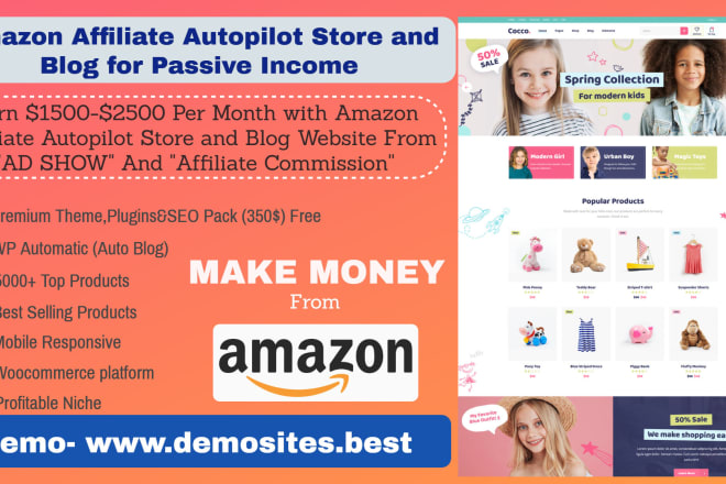 I will amazon affiliate autopilot store and blog for passive income