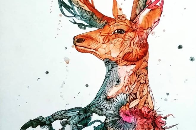 I will be ready drawing animal watercolour illustation art