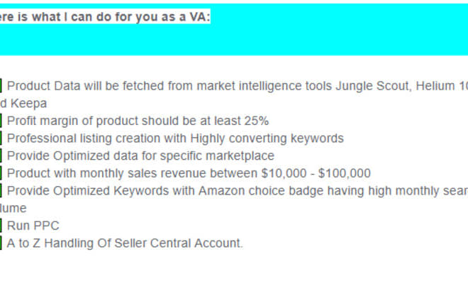 I will be your expert amazon seller central virtual assistant, amazon fba VA