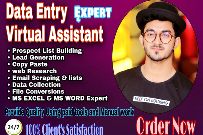 I will be your perfect data entry operator, b2b leads, and web research expert