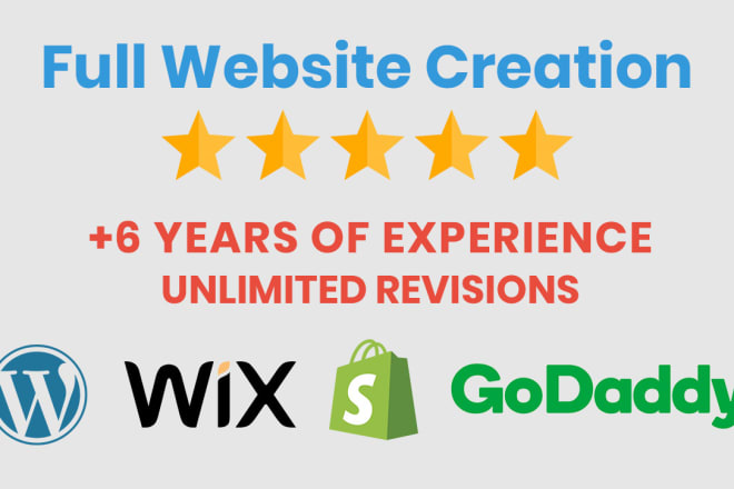 I will build wordpress, wix, shopify, godaddy website for you