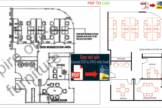 I will convert pdf to autocad and all sketch drawing