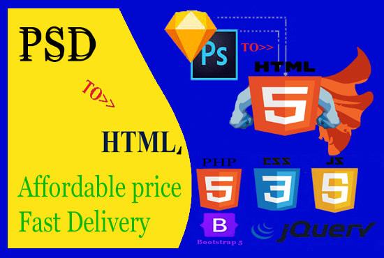 I will convert psd to html, xd to html, sketch to html, responsive and w3c validate