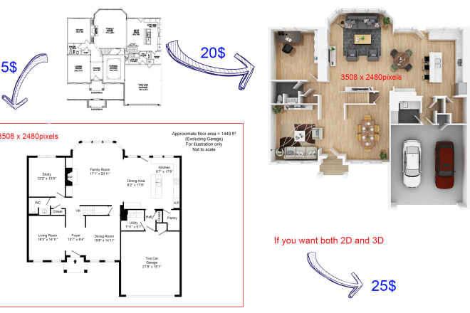 I will create 2d,3d floor plan quick and beautiful