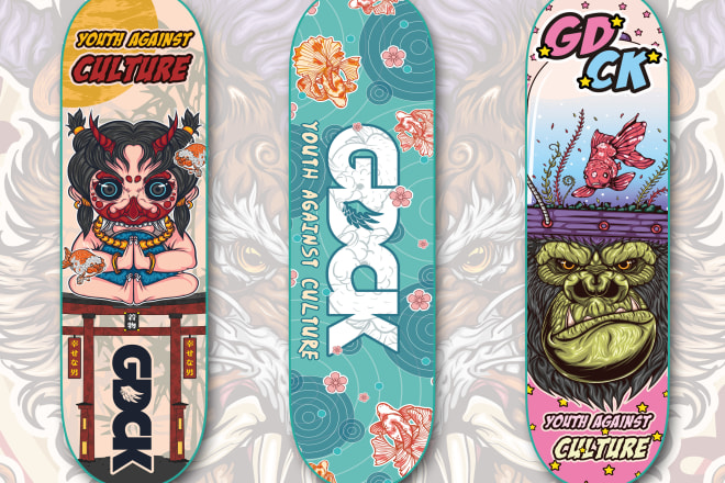 I will create a custom skateboard design