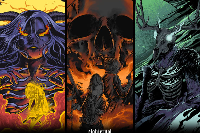 I will create a dark art, rock or metal band illustration