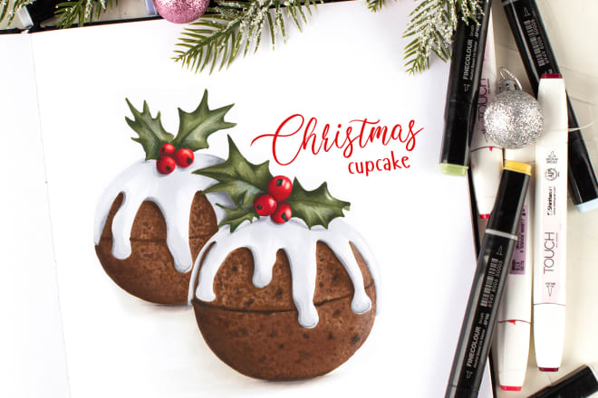 I will create a detailed food and dessert illustration