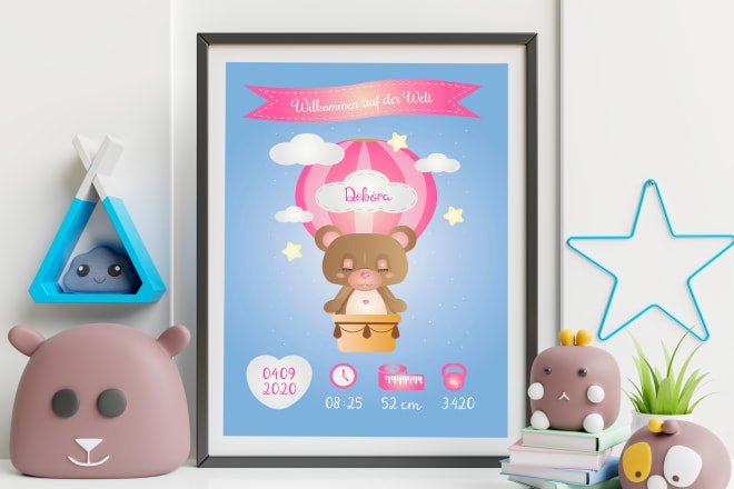I will create a newborn baby poster for a gift