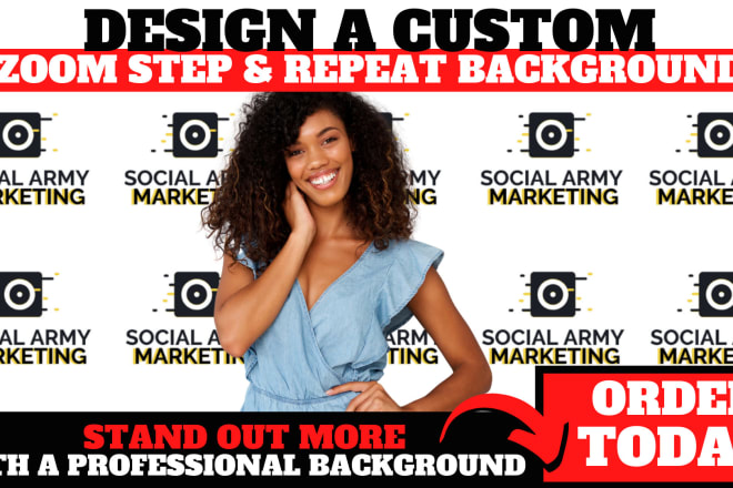 I will create a zoom backdrop step and repeat banner with your logo