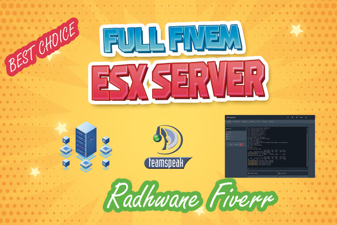 I will create and setup a full fivem server ts3 custom cars maps clothes