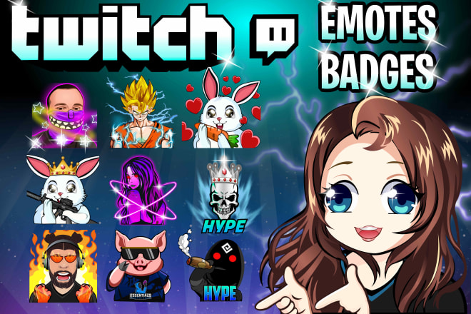 I will create awesome twitch emotes or sub badges or stickers