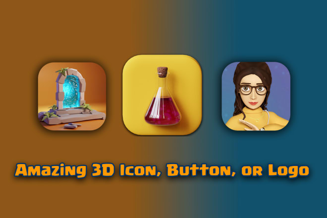 I will create modern 3d icon, logo or button for your app or web