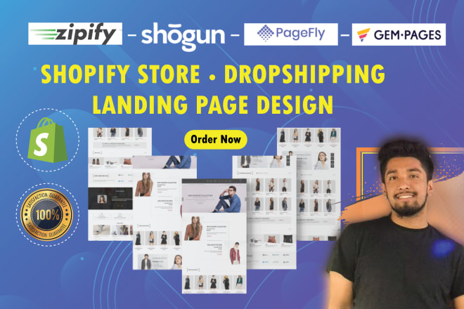 I will create shopify ecommerce website with shogun,zipify, pagefly or gempages