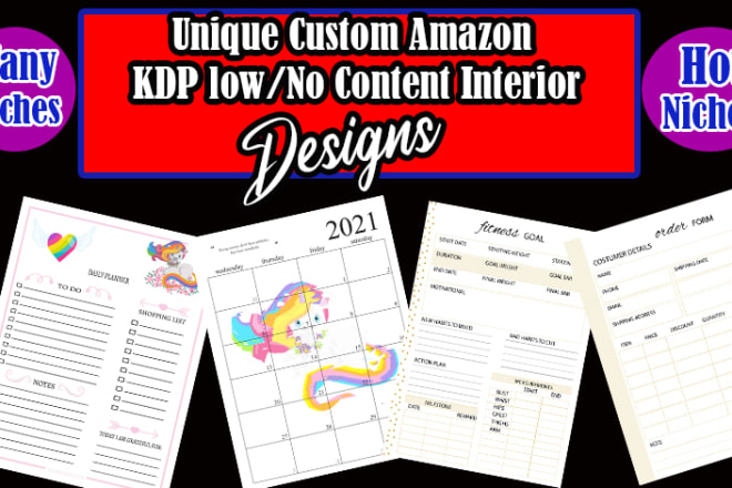 I will create unique custom amazon KDP low or no content interior pages