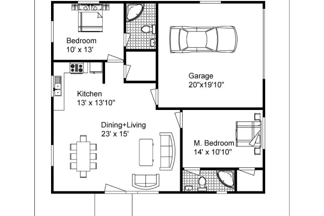 I will create your floor plan, elevation, roof, and site plan