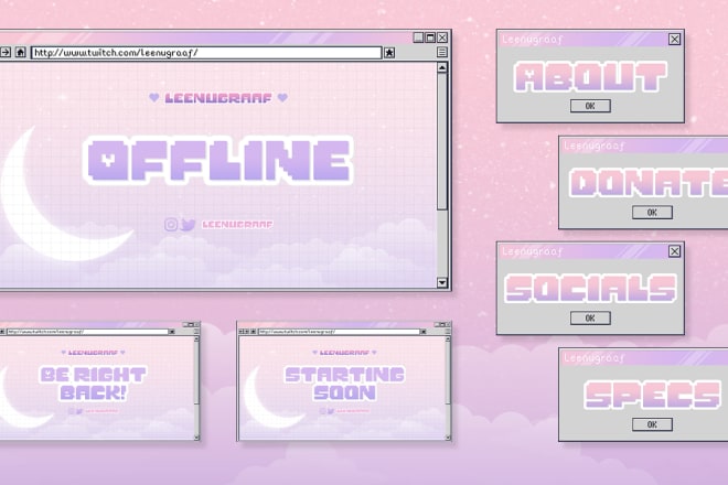 I will custom design cute twitch overlays and panels