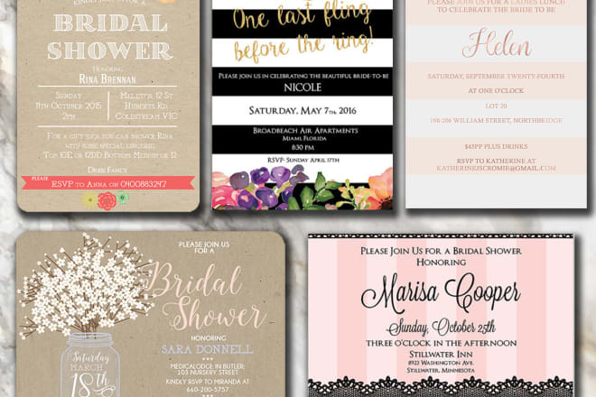 I will design a beautiful bridal shower invitation