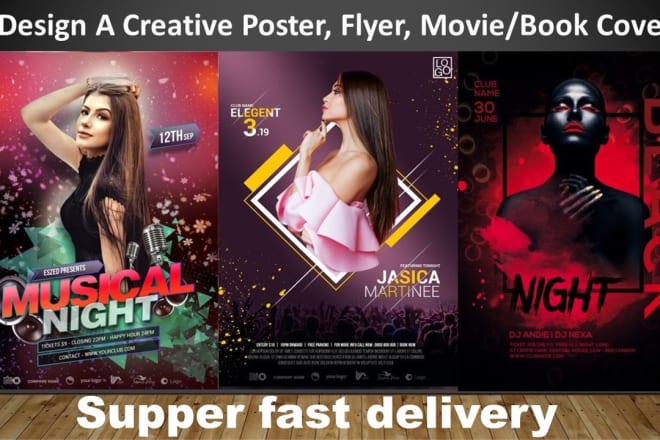 I will design a creative poster,banner,flyer, movie or book cover