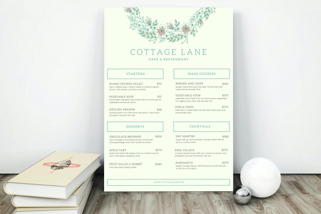 I will design a creative, unique and professional menu or pricelist