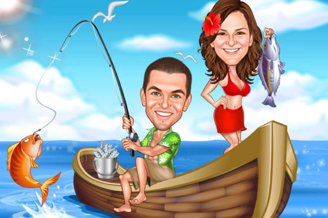 I will design a professional cartoon caricature from photo