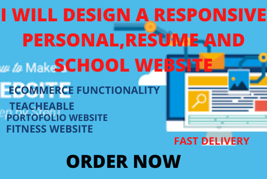 I will design a responsive personal, school and resume website