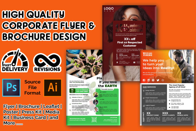 I will design corporate, event, conference, travel flyer and brochure
