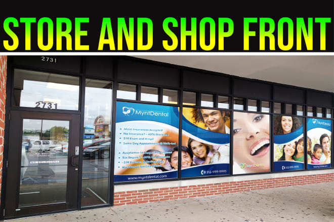 I will design creative shop front or storefront window graphics