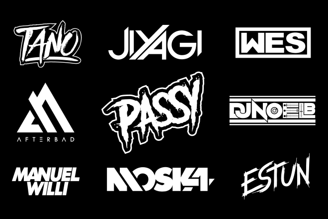 I will design custom dj band, producer, music and any text logo