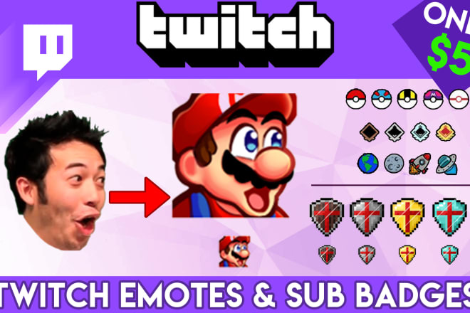 I will design custom twitch emotes and sub badges for you